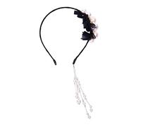 FRCOLOR Bandeau élastique à cheveux en perles casque de mariée hair charms hair toppers bandanas casque de perles artificielles faux casque de boucle d'oreille perle artificielle Black