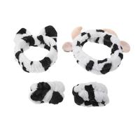 FRCOLOR Bandeau Élastique en Polyester Motif Vache Oreilles 3d, Séchage Rapide, Ensemble de 4 Pièces pour Soins Visage à Domicile ou Cosplay