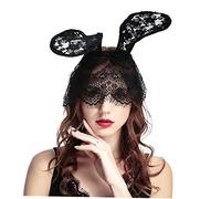 FRCOLOR Bandeau en Voile de Dentelle Masque d'Oreilles de Lapin Lot de 2 Accessoire de Fête pour Halloween Anniversaire Pâques pour Adultes et Garçon et Filles