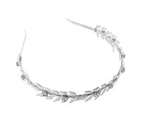 FRCOLOR Bandeau Feuille D'or Mariage Casque Tiare Coiffes De Mariée Collier Bijoux Décorations Diadème De Cheveux Accessoires De Cheveux Baroques Bandeau Strass Feuille D'or Silver