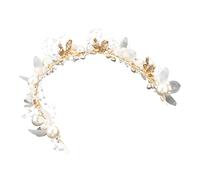FRCOLOR bandeau fleur de perle wavy hair fete hair toppers gala hair charms bandeau à fleurs Coiffe de perles casque de mariée Bandeau de mariée bandes de cheveux de perles alliage Golden