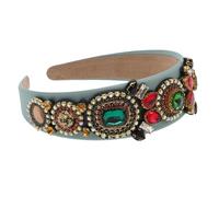 FRCOLOR Bandeau Large Vintage pour Femmes avec Strass Verre Vert Serre-tête Style Couronne pour Accessoires Cheveux de Fête et Tresse