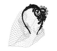 FRCOLOR Bandeau Rétro Résille Noire avec Voile Fascinateur de Mariée Vintage Style Années Accessoire de Coiffure pour Mariage