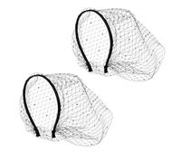 FRCOLOR Bandeau Voile en Filet Noir 2pcs avec Strass Scintillants, Accessoire Léger et Élégant pour Femmes, pour Fêtes et Anniversaires Vintage