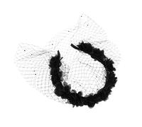 FRCOLOR Bandeau voile fleur masques pour femmes voile de papier peint de luxe léger combinaison masques hair charms hair toppers couvre-chef de fête coiffure femme chiffon Black