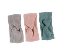 FRCOLOR Bandeaux Larges en Coton Épais Élastiques pour Femmes Hiver Cache-oreilles Chaud Respirant 3 Pièces Vert Rose Corail Gris