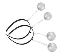 FRCOLOR Bandeaux Martiens 5 Pièces En Plastique Léger Antennes Pailletées Argentées Pour Accessoires De Fête Et Déguisement Spatial