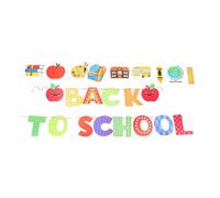 FRCOLOR Bannière de Rentrée Scolaire en Papier 2 Pièces avec Lettres Alphabet et Décor Pomme Spirale, Décoration Suspendue Légère pour Salle de te du Premier Jour D'école,