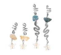 FRCOLOR Bijoux Dreadlocks en Cristal Naturel 4 Pièces - Breloques Serpent, Étoiles et Perles pour Tresses, Accessoires Cheveux Femme Dreadlocks Africains, Décoration Coiffure