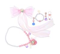 FRCOLOR Bijoux Fille Thème Sirène Collier Bracelet Perles Bague et Boucles Clip pour Petite Princesse Accessoires Colorés pour Jeu Déguisement et