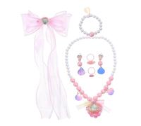 FRCOLOR Bijoux Pour Tout-petits Avec Bracelet Perles Collier Bague Et Boucles Oreilles à Clip Pour Filles