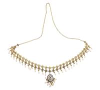 FRCOLOR Boho Ethnic Geometric Rhinestone Waist Chain Belt With Tassels Retro Exotic Body Jewelry For Festival Dance Accessories