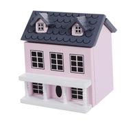 FRCOLOR Bois Décor de Scène avec Façade Bleue et Toit Gris Modèle Décoratif Artisanal pour Collectionneurs