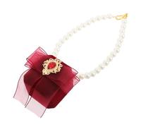 FRCOLOR Boîte à Alliances pour Collier de Chien Petit, Collier Mariage Nœud Rouge Profond, Taille S 25 Cm Tour de Cou, Accessoire pour Cérémonie, Décoration Élégante pour Fiançailles