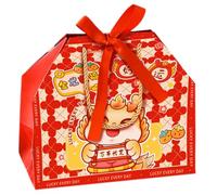 FRCOLOR Boîte à Biscuits en Papier Grosse Taille Coffret Présent du Nouvel An Chinois 2024 Dragon D’or Ruban pour Fêtes, Emballage Gourmand et Décoration Festive