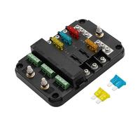 FRCOLOR Boîte à Fusibles 10V-24V 80A Indicateurs LED Rouge et Bleu Porte-Fusibles Multi-Positions en Métal Nickelé Bloc de Distribution Électrique pour Voiture Camping-Car Bateau et