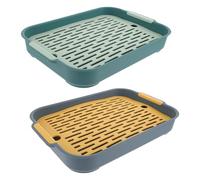 FRCOLOR Boîte à Litière Rectangulaire Design Anti-Chute Fond Plat Épais en PP Lot de 2 pour Lapin et Cochon d'Inde pour Usage Intérieur