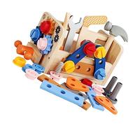 FRCOLOR Boîte à Outils Bois pour Garçon Fille Kit Éducatif de Bricolage avec Tournevis et Vis Apprentissage Montessori pour Petits Développement Motricité et Créativité Mallette Portable