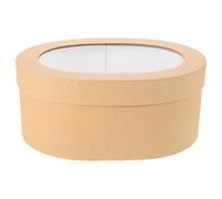 FRCOLOR Boîte à Pâtisserie Ovale en Papier Kraft Naturel Fenêtre Transparente, Taille Moyenne 24x19x10 Cm, pour Emballage de Biscuits, Coffret Présent Mariage et Rangement de Bonbons