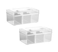 FRCOLOR Boîte à Remède Portable Transparente 2 Pièces Poignée Mallette Compartimentée Compacte Pour Rangement Familial Voyage Bureau Camping