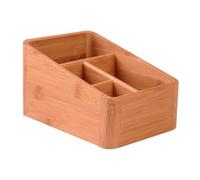 FRCOLOR Boîte de Rangement Bureau en Bambou Naturel 4 Compartiments Organisateur Cosmétique Multifonction pour Télécommandes et Petits Objets Étui de Maquillage Pratique et Élégant