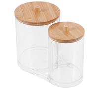 FRCOLOR Boîte De Rangement Élégante Avec Couvercle Transparent Pour Cotons-tiges - Portable Et Pour Salle De Bain