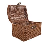 FRCOLOR Boîte de Rangement Mahjong Miniature Rotin Imitation Panier Tissé Rectangulaire avec Couvercle Organisateur Boho pour Décoration Intérieure