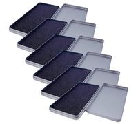 FRCOLOR Boîte de Rangement Métallique Argentée 6 Pièces 170x90x15 Mm Mousse et Couvercle, Organisateur Multifonction pour Étuis et Écrans en Verre Trempé de Téléphone, Coffre Portable