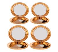 FRCOLOR Boîte de Rangement pour Poudre 4 Pcs, Palette de Fards à Paupières Rechargeable DIY Ronde avec Miroir, Format Compact Doré, Étui Portable pour Maquillage et Voyage