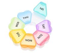 FRCOLOR Boîte Rangement Hebdomadaire Transparent avec Compartiments Colorés Forme de Pétale Mini Organiseur Portable pour Voyage et Stockage Pratique