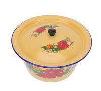 FRCOLOR Bol en Émail Vintage 1,4 L avec Couvercle 19,5 Cm, Pot à Saindoux Multifonction Cuisine, Bol Mélangeur Résistant à L'usure, Ustensile de Service pour Pâtisserie et Conservation