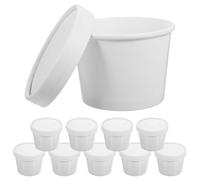 FRCOLOR Bols à Soupe Jetables 4Oz Couvercles Gobelets à Soupe Portables en Lot de 10 et Desserts