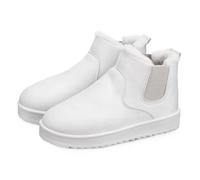 FRCOLOR Bottines Courtes Dhiver pour Femme avec Doublure Peluche Chaude Semelle Antidérapante Confort pour Marche et Activités Extérieures Blanc