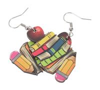 FRCOLOR Boucles D’oreilles en Bois Forme Livre et Cœur, Légères et Faites Main, 1 Paire - Bijoux pour Rentrée Scolaire, Remise de Diplômes, Présent Enseignants et Passionnées de Lecture