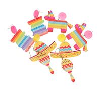 FRCOLOR Boucles D’oreilles Pendantes Mexicaines Acrylique Colorées Femme Fiesta Carnaval Accessoires Mode Motif 4 Paires Multicolore Léger Summer Party