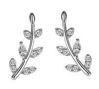 FRCOLOR Boucles D'oreilles Grimpeuses Feuilles 925 Argenté Pour Femme Style Japonerie Coréen Mode Chic Quotidien