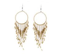 FRCOLOR boucles d'oreilles longues pompons boucles d'oreilles vintage boucles d'oreilles pendantes tribales faire la fête d'oreille pendentif d'oreille blanche