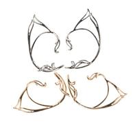 FRCOLOR Boucles D'oreilles Manchettes Enveloppantes Elfes 4 Pièces Alliage Métallique Or et Argenté sans Piercing Femmes Fêtes Élégantes