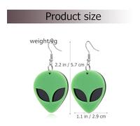FRCOLOR Boucles d'Oreilles Pendantes Extraterrestres en Acrylique Vert Bijoux d'Oreilles Fantaisie pour Femmes Décoration d'Oreilles Originale Accessoires pour Soirée et Quotidien