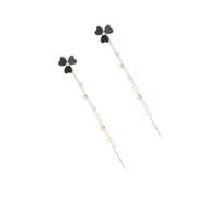 FRCOLOR Boucles D'oreilles Trèfle Clover Dangle Pendantes, Argenté, Noir, Confortables, sans Irritation, Femme, Saint-patrick,