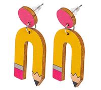 FRCOLOR Boucles Oreilles Crayon Pour Femmes Pendantes Bois Enseignantes Accessoires Oreilles
