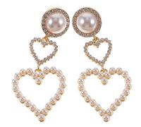 FRCOLOR Boucles Oreilles Forme De Cœur Avec Et Pendentif Perles Synthétiques Pour Femme