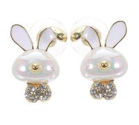 FRCOLOR Boucles Oreilles Forme de Lapin avec Perles Artificielles et Écouteurs pour Femmes de Bijoux Élégants et Festifs