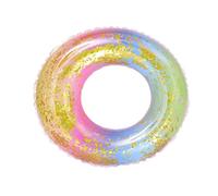 FRCOLOR Bouée Natation Adulte avec Paillettes Translucide Dégradé Arc Ciel Anneau Gonflable de Sécurité pour Piscine Plage et Facile à Gonfler et Accessoire Sportif pour Femme