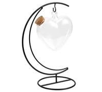 FRCOLOR Bouteille à Vœux en Verre Transparent 12 Cm Support Lune en Fer, Contenant pour Origami Étoiles et Plantes Décoratives, Décoration Suspendue Bureau et Loisirs Créatifs