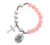 FRCOLOR Bracelet Croix à Perles Chapelet Pour Femme Bijou Religieux Hypoallergénique Et Imperméable