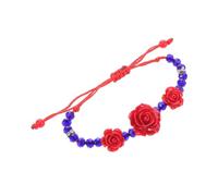 FRCOLOR Bracelet De Ficelle Réglable Pour Femme Avec Perles De Fleur De Rose Rouge Tissé Fait Main Pour Cheville Ou Poignet Ajustable Et Confortable
