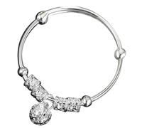 FRCOLOR Bracelet Jonc Garçon Fille Argent Plaqué Jingle Bangle Unisexe Pour Garçon Fille Et Tout- Et Résistant à Usure Cadeau Anniversaire