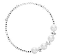 FRCOLOR Bracelet Joncs Mariée en Perles d'Imitation Blanches Orné de Cristaux Scintillants Bracelet Léger et Confortable pour Mariage Soirée et Fêtes Bijou Élégant pour Femmes