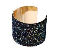 FRCOLOR Bracelet Manchette à Paillettes Jonc Ouvert Large Pour Femme Bijou Étincelant